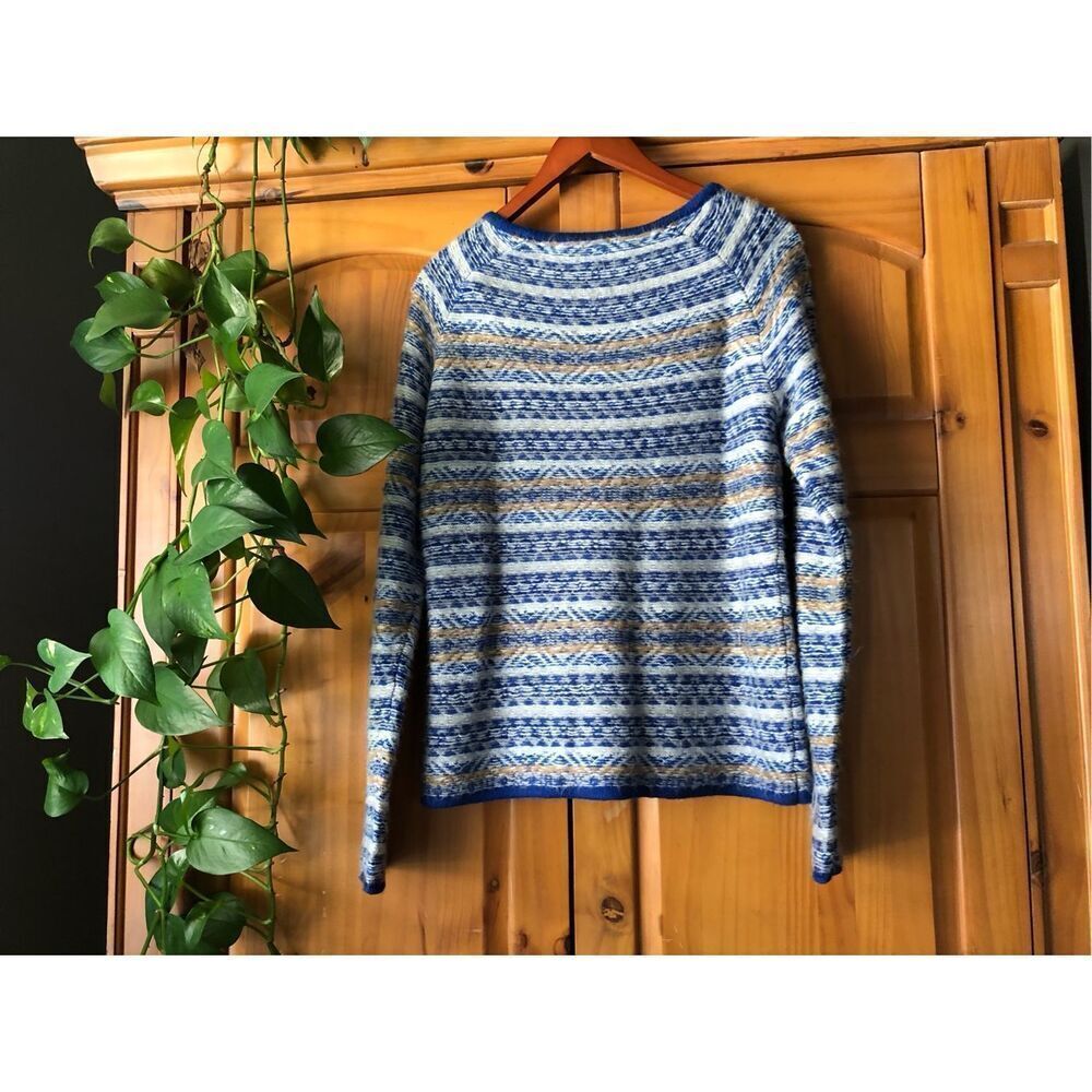 Chelsea & Violet Womens L Blue Fair Isle Knit Sweater Cozy Boho NWT - Picture 6 of 13